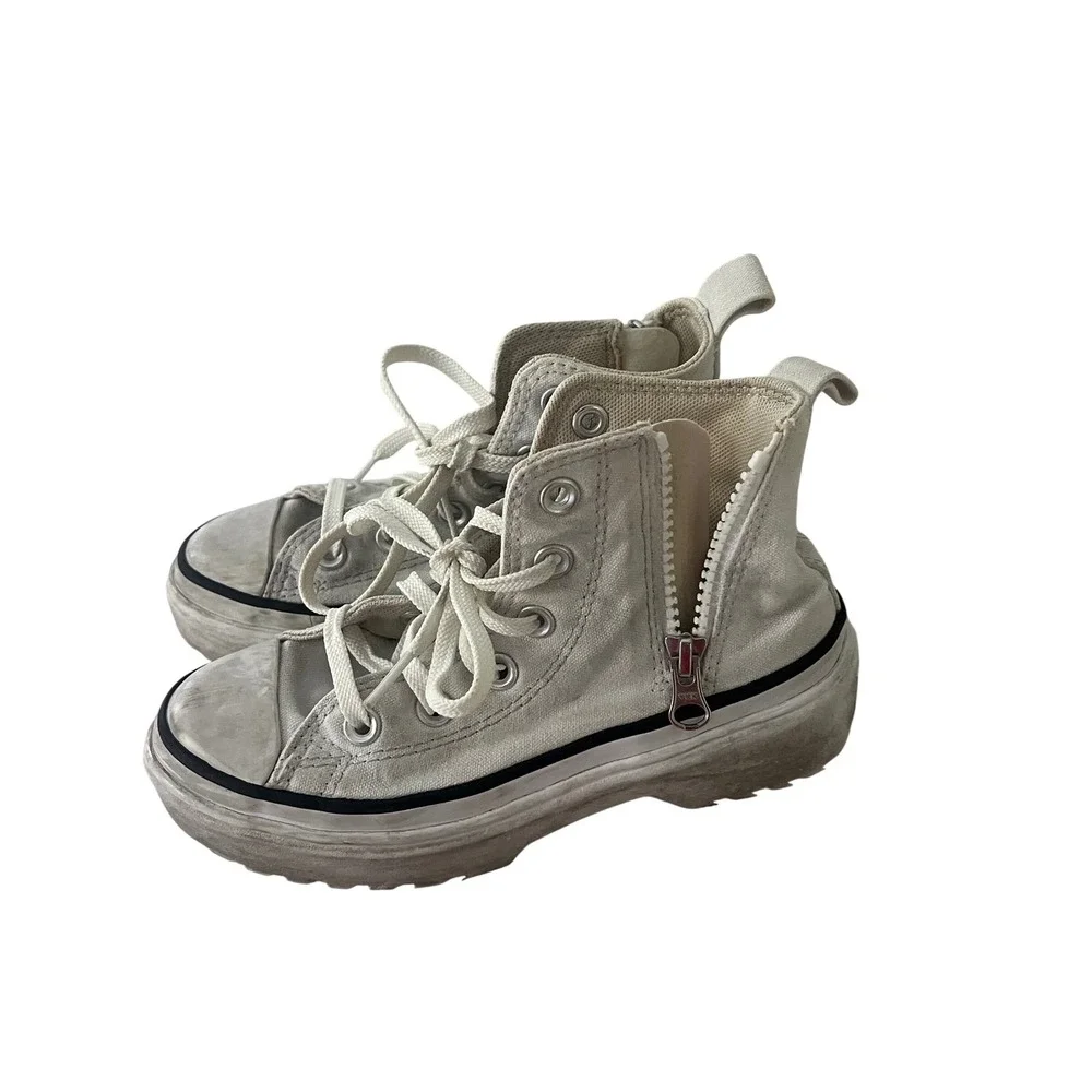 Converse Chuck Taylor All Star Lugged 2.0 High Top Zip Sneakers Parchment 13.5Y